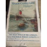 After William Wyllie, Union-Castle Line poster, to the reverse a map of the Borough of Lambeth