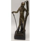 Josef Lorenzl (1892-1950), Art Deco bronze of a female skier, signed Lorenzl to verso, raised on