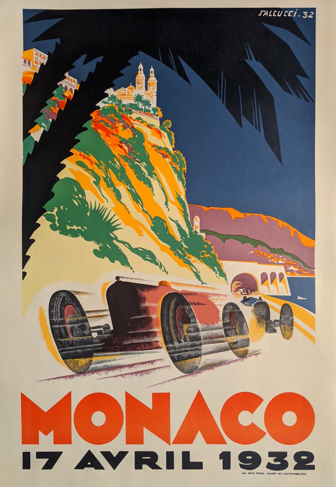 After Falcucci, Monaco Grand Prix poster, full sheet size H.100cm W.68cm