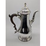 A George III silver coffee pot by William Cripps, acorn finial, hallmarked London, 1763, 690g, H.