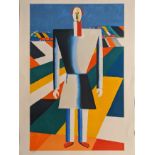 Kazimir Malevich (Russian, 1879-1935), figure in a field, lithograph, numbered 1384/2000,