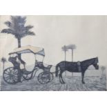 Richard Beer (British, 1928-2017), Horse & Carriage, etching with aquatint, signed in pencil lower