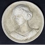 A plaster cast portrait of a girl, D.31cm