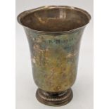 A 19th century Continental silver beaker, engraved, 170g, H.12cm