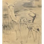 In the manner of Han van Meegeren (Dutch, 1889-1947), Deer and Foal, 1924, charcoal and