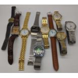 A collection of wristwatches to include an Omega Seamaster quartz, Rotary, Zeon, Lanco, Le Cheminant