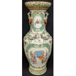 A large Chinese 19th century famille verte vase, figural scenes to both sides, decorated with