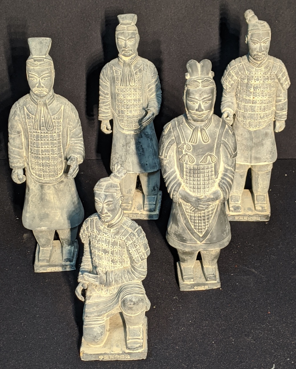 Five Chinese terracotta tomb soldiers, H.45cm