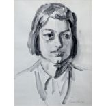 Emmanuel Levy (1900-1986), portrait of a girl, watercolour on paper, signed in pen lower right and