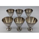 A set of 6 Middle Eastern silver shot cups, each marked, 245g, H.6cm