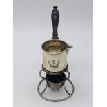 A Victorian silver miniature brandy warmer on burner stand, hallmarked London 1880, maker RH (