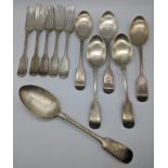 A collection of Elkington & Co. silver forks and spoons, Birmingham hallmarks, 565g