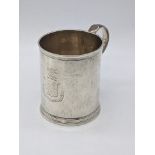 A rare Georgian Manchester silver tankard, marked with makers mark only, crest to the front, 180g,