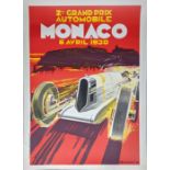 Monaco Grand Prix poster, unframed, H.101cm W.68cm