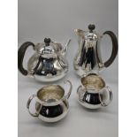 An Eric Clements for Elkington & Co. four piece silver tea set, hallmarked Sheffield, 1964, 1820g