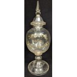 19th glass Special Scotch Whiskey dispenser H. 61, with a collection of painted Easter eggs
