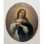 A 19th century painting on porcelain of The Virgin Mary