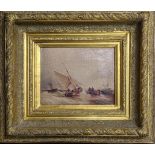19th century Dutch School, maritime scene, oil on board, gilt frame