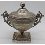 A 19th century Italian silver twin handled jar and cover, 270g, H.13cm