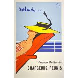 After Rene Grau, Compagnie Maritime de Chargeurs reunis; relax â€¦ lithographic poster, 91cm x 61cm