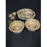 A collection of silver plate to include a pair of 19th century coasters