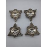 A set of four Victorian silver triangular salts, hallmark Sheffield, 1870, 215g, D.10cm