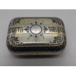 A Russian silver and enamel snuff box, vacant cartouche to either side, 144g, L.8cm