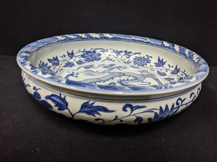 A late 19th/early 20th century Chinese porcelain bowl, H.9.5cm, D.39cm, - Image 4 of 10