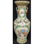 Withdrawn A large Chinese 19th century famille verte vase, figural scenes to both sides, decorated