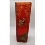 An Art Nouveau Mont Joye (Legras & Cie) cameo-cut red lead glass vase with gilt and enamel