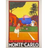 La Cote dâ€™azur, Monte Carlo, lithographic poster, 50cm x 70cm