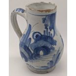 A 19th century Delft blue and white water vessel, H.14.5cm