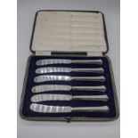 A set of 6 silver handled knives, hallmarked Sheffield