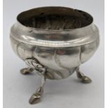 An 18th century Maltese silver vase raised, fluted design on 3 hoof feet, 163g, H.7.5cm