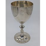 A George III silver goblet, lion crest, hallmarked London, 1773, maker mark indistinct, 350g, H.22.