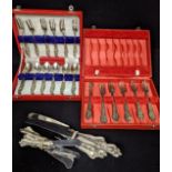Two boxes of Eastern silver spoons and forks, 430g, together with a collection of Towle silver