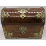 A Gothic Revival chest, with internal tea caddies, walnut veneer, applied brass appliques, H.17cm