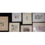 A collection of Patsy Wright etchings, together with 3 others