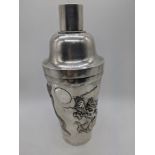A Chinese silver cocktail shaker, embossed with dragon motif, stamped Sterling, H.24cm, 447g