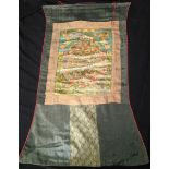 A Tibetan Buddhist Thangka wall hanging, oil on cloth and silk, H.77.5cm W.46cm 0