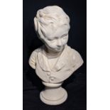 After Jean-Antoine Houdon (French, 1741-1828), plaster bust of a young boy, H.39cm