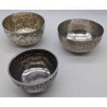 A small collection of 20th century silver Southeast Asian bowls (three pieces), 212g