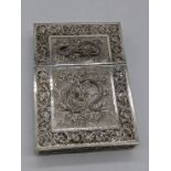 A 19th century Asian silver filigree card case with Chinese dragon motif, L.8.5cm, 55g