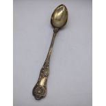 An early Victorian silver basting spoon, hallmarked London 1837, maker John James Whiting, 210g, L.