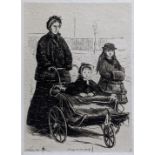 Sir John Everett Millais (1829-1896), Going to the Park, etching, signed within the plate, H.18cm