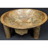 A 19th century Polynesian Fijian carved tribal Kava bowl, D.51cm