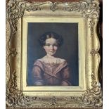 A 19th century continental school portrait depicting a young girl, oil on canvas, H.25.5cm