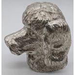 A silver dog head desktop ornament, hallmarked London, 1960, maker William Comyns & Sons Ltd, H.8.