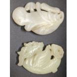 Two Chinese jade carvings of fish, L.7.5cm