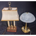 Two 20th century lamps, one in Empire style, H.51.5, and one Art Deco style, H.34.5